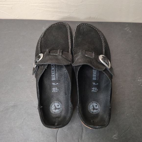 Birkenstock Buckley Mule Clog Sandals Women's Size 36 Black Suede Moc Toe - Picture 6 of 11